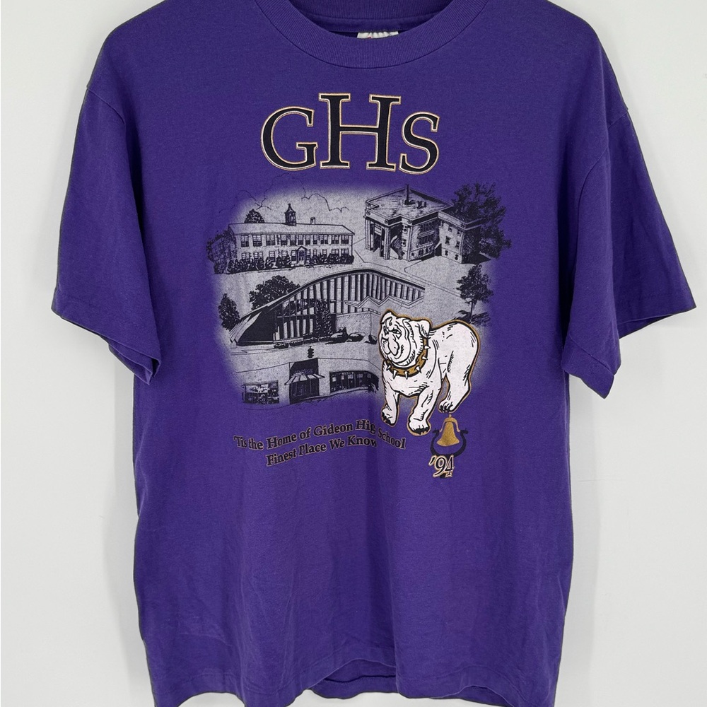 VTG Hanes Heavyweight 50/50 Lg T-Shirt Single Stitch GHS Gideon High School J6